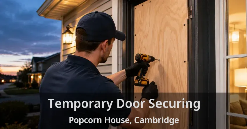 Temporary Door Securing Popcorn House, Cambridge - ON