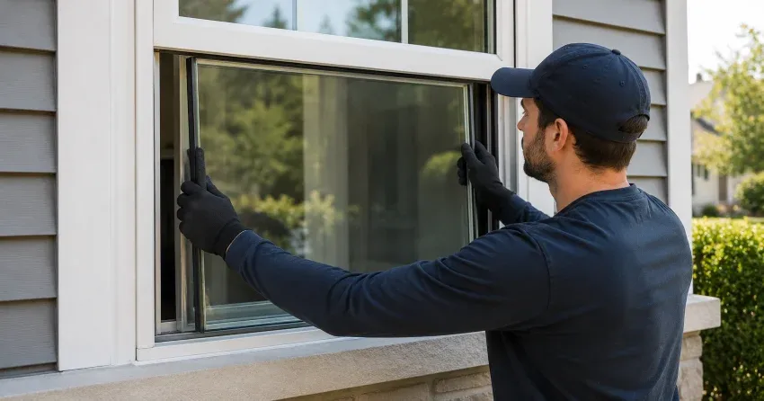 technician boarding up broken window during emergency glass repair Cambridge