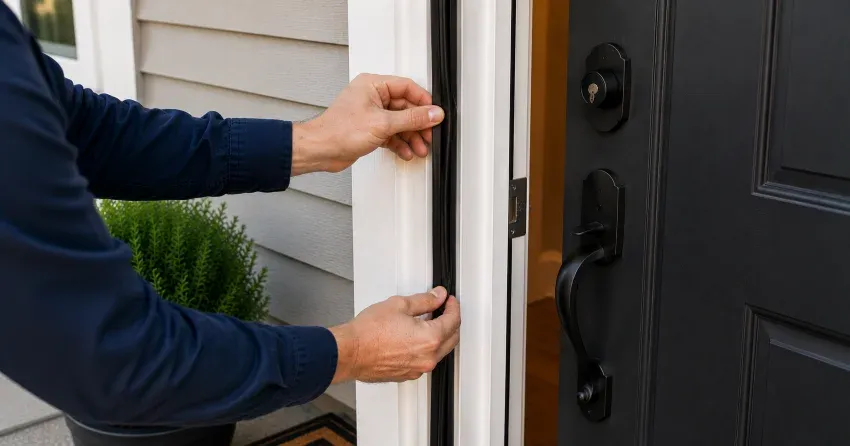 technician performing light test on door seal in Westview, Cambridge